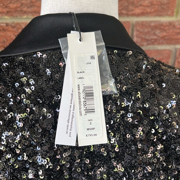 ALICE + OLIVIA Breann Sequin Fitted Blazer Black Size 2 NWT - Picture 10 of 12